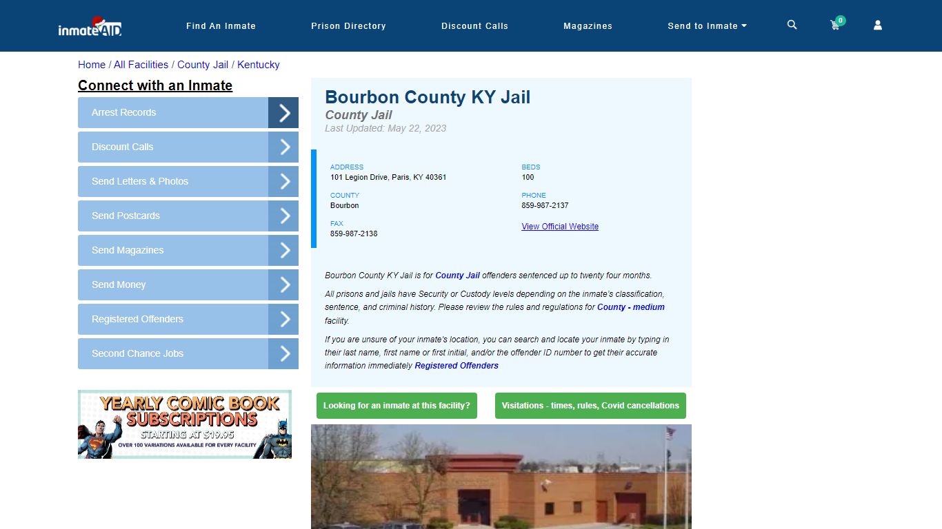 Bourbon County KY Jail - Inmate Locator - Paris, KY