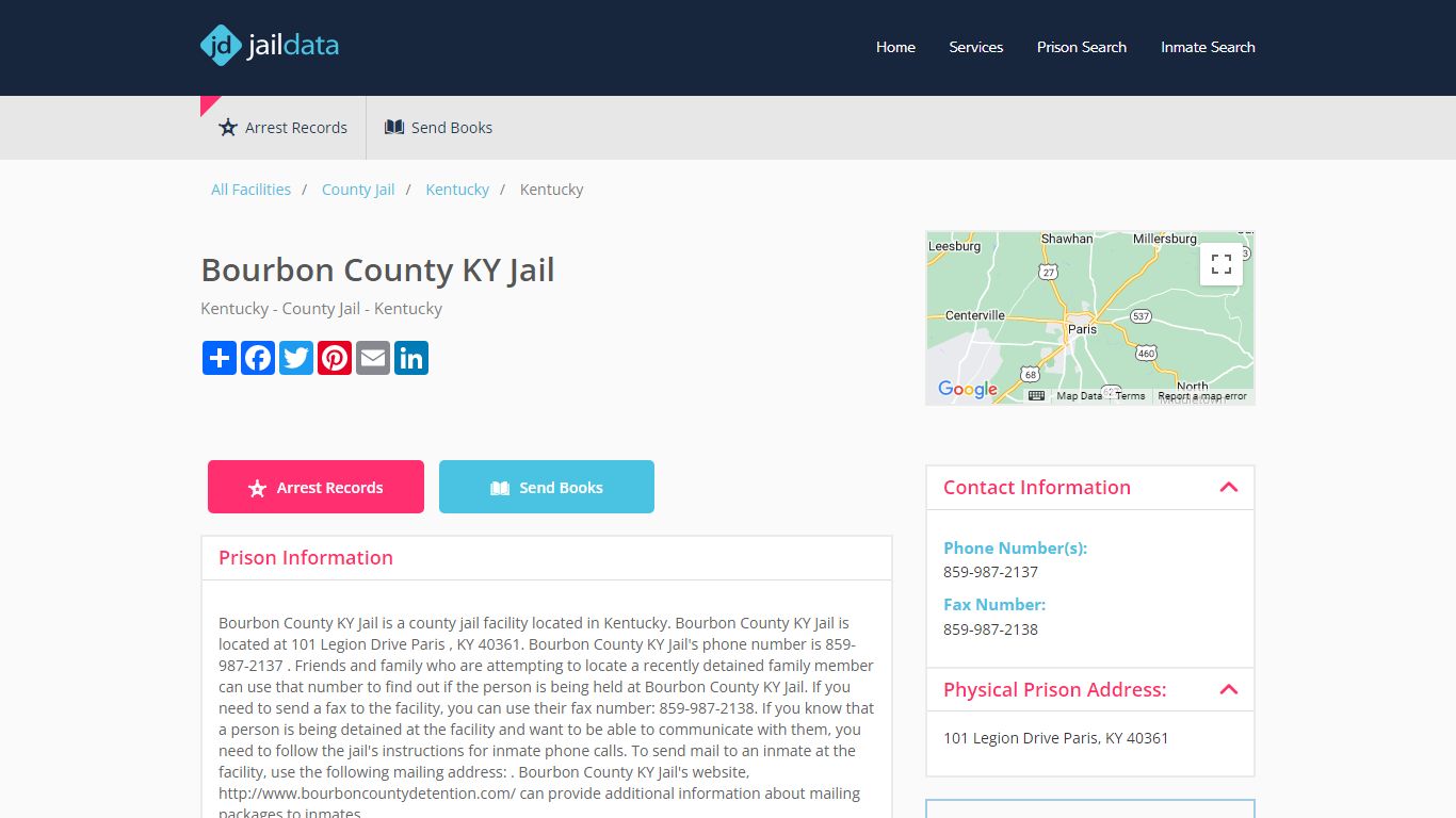 Bourbon County KY Jail Inmate Search and Prisoner Info - Paris, KY